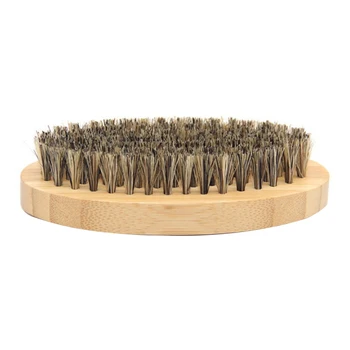 

Wood Men Boar Bristle Beard Mustache Brush Round Wood Handle Comb Beard Shaving Cleaning Grooming Brush Household Cleaning Tool