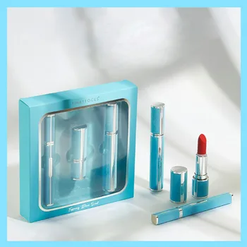 

3Pcs eyeliner lipstick mascara make up set maquiagem completo rouge à lèvres waterproof lipgloss palette yeux cosmetica batom