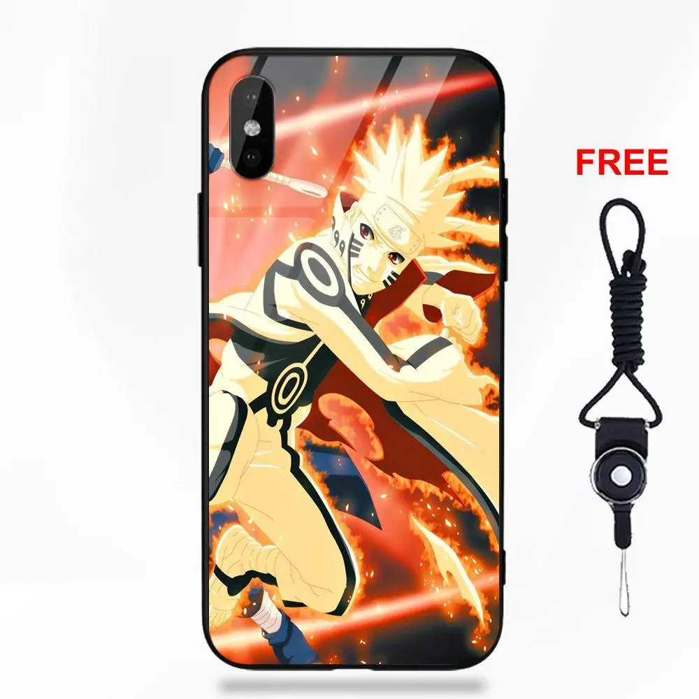 Крутой аниме Uzumaki Наруто для Apple iPhone 5 5C 5S SE 6 6S 7 8 Plus X XS Max XR Мягкий ТПУ чехол+ закаленная стеклянная ячейка чехол