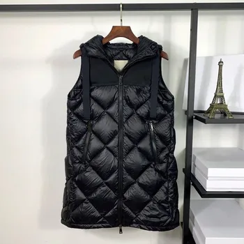 

2020 Women's Winter Autumn Coat 90% White Duck Down Long Vest Ladies Casual Waistcoat Female Sleeveless Jacket Warm Simple