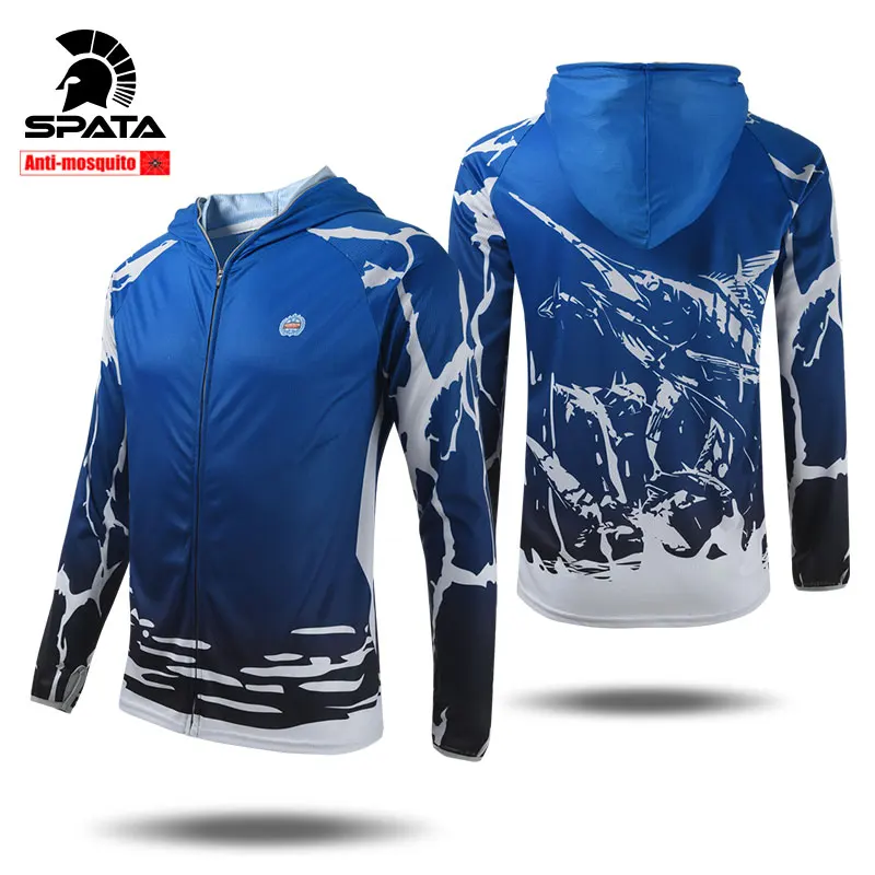 SPATA New Professional Anti-Mosquito Fishing Shirt Breathable Sun Protection Anti-UV Moisture-Wicking Fishing Clothing