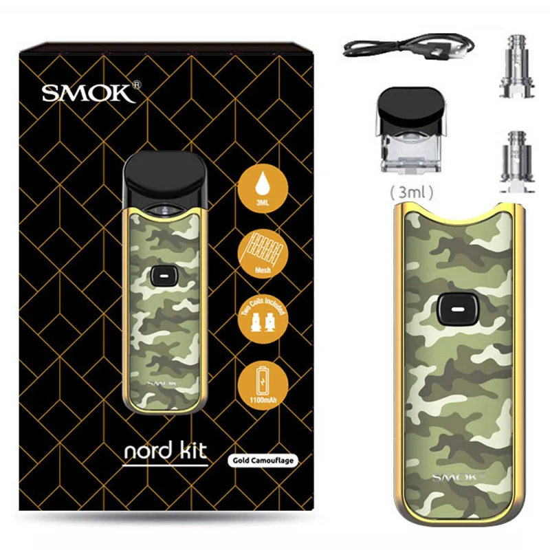 gold camouflage Smok Nord Pod vape комплект с аккумулятором 1100 мАч 3 мл картридж сетка спиральная электронная сигарета Vape pod Kit vs SMOK novo - Цвет: gold camouflage