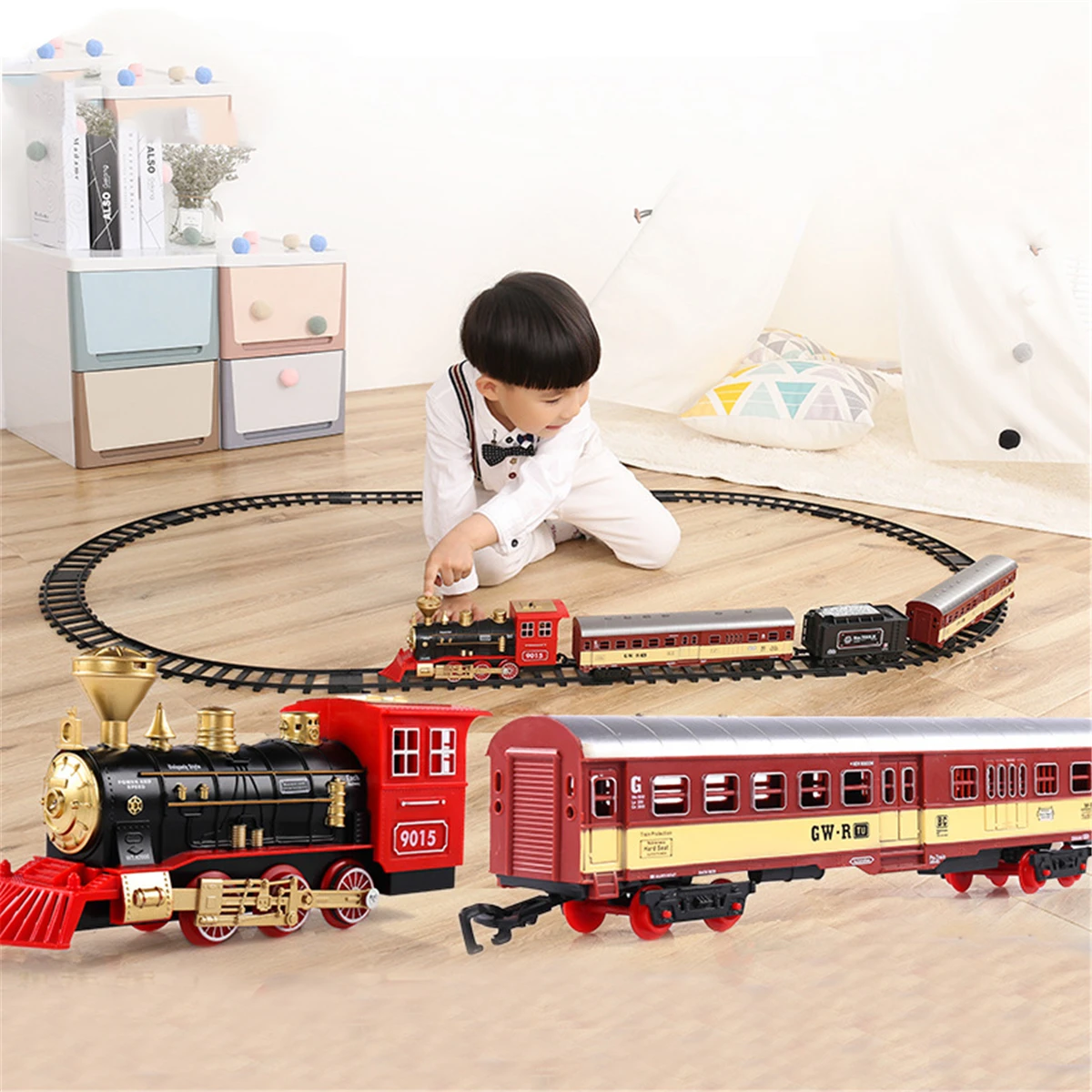 Electronic Classic Railway Train Sets W Steam Locomotive Engine Cargo Car And Tracks Battery Operated Play Set Toy W Smoke Diecasts Toy Vehicles Aliexpress