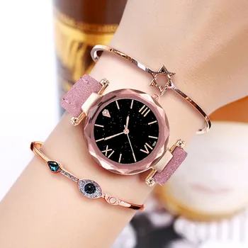 

Fashion Women Leather Casual Watch Luxury Analog Magnetic Starry Sky Female Clock Quartz Wristwatch Ladies Sports Dress Clock
