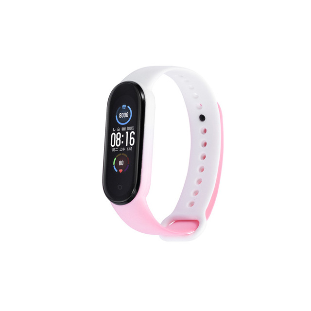 For Xiaomi Mi Band 3 4 5 6 Two-Color Watch Band Wristband Silicone Miband Smart Silicone Bracelet Mi3 M4 M5 Mi6 Glass Film