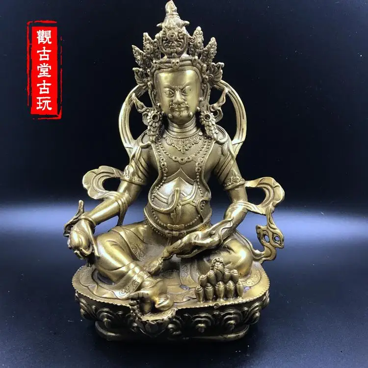Изысканный античный Чистый медный тибетский Будда Huang Caishen орнамент