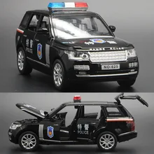 1:32 Высокая Имитация Range Rover SUV полицейский автомобиль детская внедорожная игрушка, модель автомобиля сплав света музыка тянет назад автомобиль для подарков