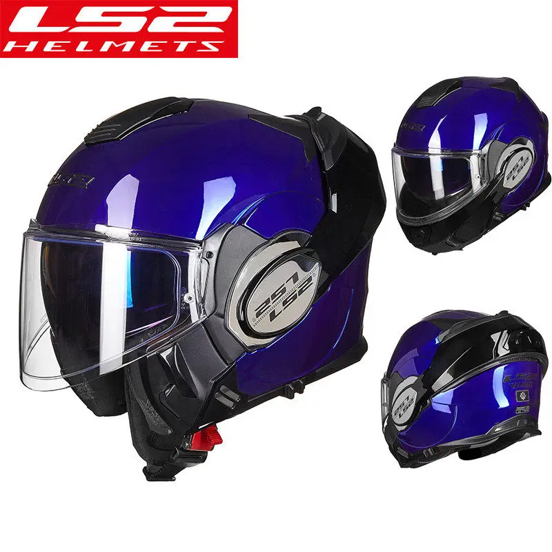 Аутентичный LS2 FF399 Полнолицевой мото rcycle шлем флип-ап двойной козырек носить очки дизайн ECE хромированный cascos de moto шлем - Цвет: 5