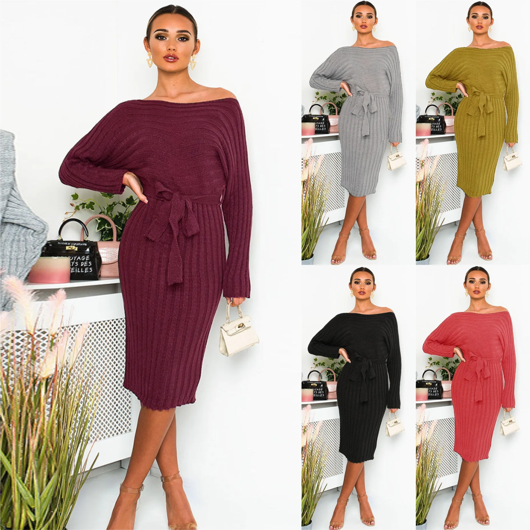 Свитер средней длины женский модный базовый вязаный свитер женские топы с