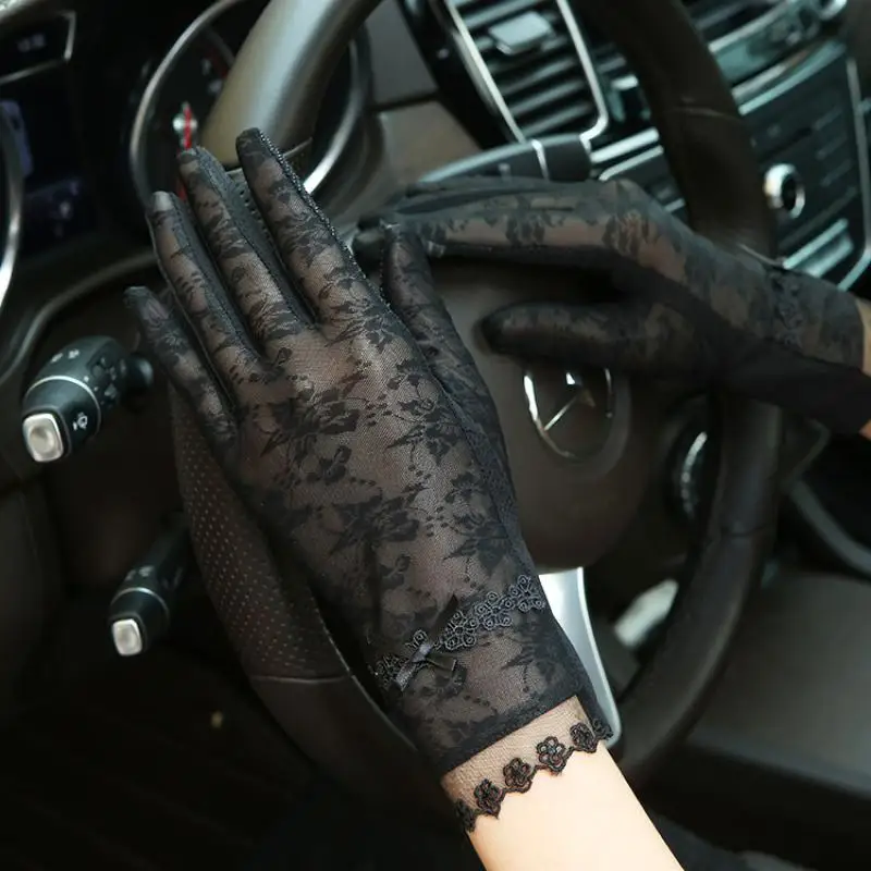 Cool Lace Gloves Summer Fashion Sunscreen Gloves Women Thin Anti-Ultraviolet Lace Outdoor Riding Driving Touch Screen Gloves