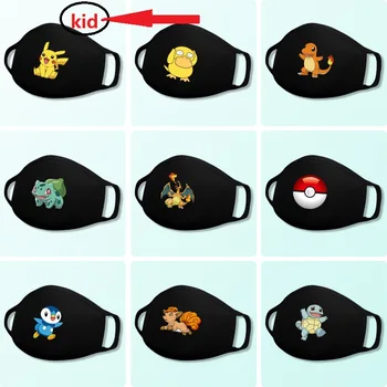 

2020 New Pokemon Protective Kid Mask Washable Clear Pikachu Face Mask Cute Hanging Ear Mask Outdoor Riding Mask for Children
