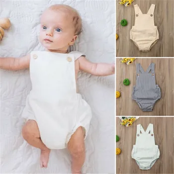 

0-3t Newborn Summer Bodysuits Clothing Newborn Baby Girl Ruffles Bodysuit Button Backless Sunsuit Jumpsuit Solid Baby Clothing