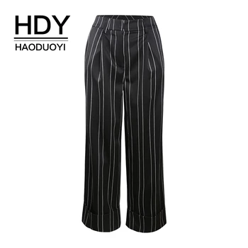 

Kissmilk Plus Size Simple Commute Slimming Leg Length Loose Casual Striped Wide Leg Pants Without Belt