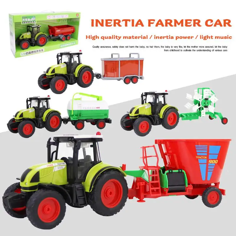 Farm tractor farmer car children's toy simulation tractor harvester light  music - AliExpress