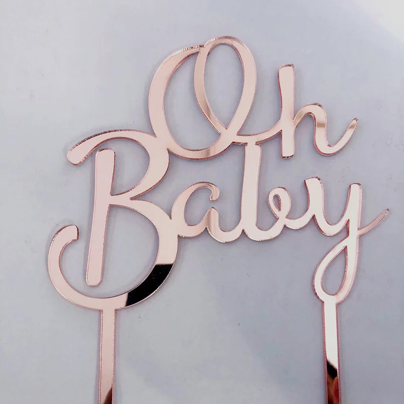 Новинка OH Baby акриловый торт Топпер Золотой Серебряный Свадебный кекс флаги для