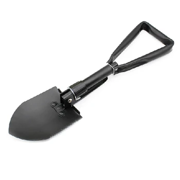 

Outdoor Foldable Shovel Carbon Steel Three Folding Spade Shovel Camping Survival Metal Portable Trowel Garden Outdoor Tool