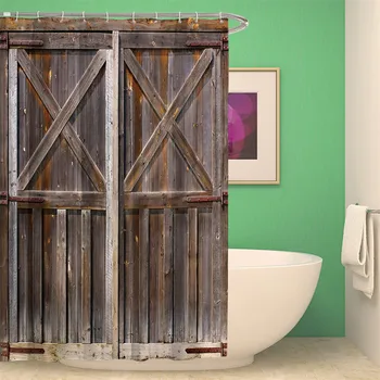 

Old Vintage Wood Doors Shower Curtain Mat Decorative Waterproof Polyester Fabric Bathroom Curtain Set Home Bath Decor Multi-size