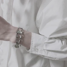 HZ сладкий хип-хоп крутое сердце двойной слой Ретро металлическое покрытие цепи модный браслет с бусинами для женщин Путешествия вечерние ювелирные изделия