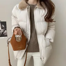 Корейские модные парки стеганая куртка пальто зимняя женская хлопковая одежда белая теплая Повседневная Базовая верхняя одежда шикарное пальто для девочек