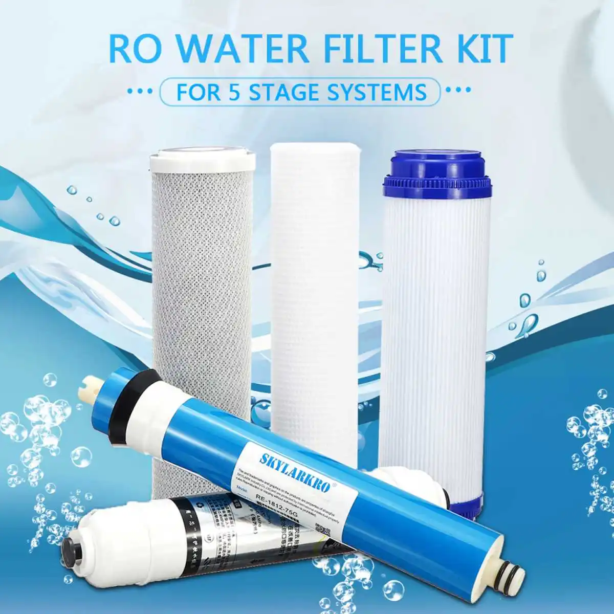 5-ти ступенчатый фильтр воды для обратного осмоса картридж фильтра для воды комплект очиститель воды с 75 GPD мембраны RO Замена для дома