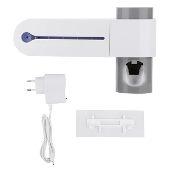 

shelves 3in 1 UV Toothbrush Sterilizer Holder Wall Mount Automatic Toothpaste Dispenser Bathroom EU 100-240V fridge
