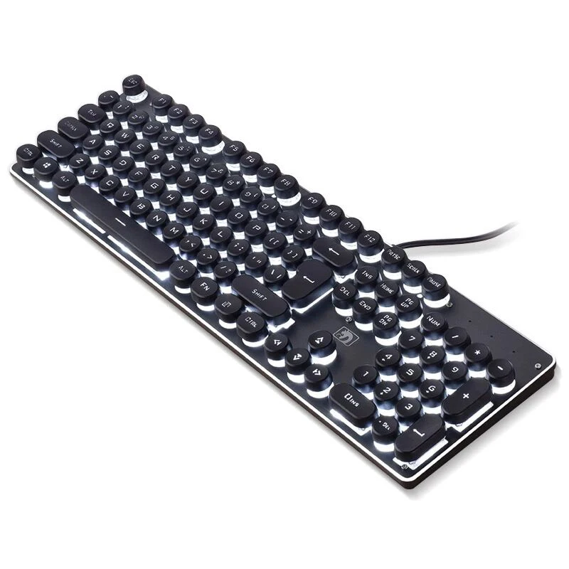 Round button Игровая клавиатура Механическая имитация клавиатуры игровая RGB клавиатура с подсветкой эргономичная клавиатура 104 колпачки для ПК черный - Цвет: Round button