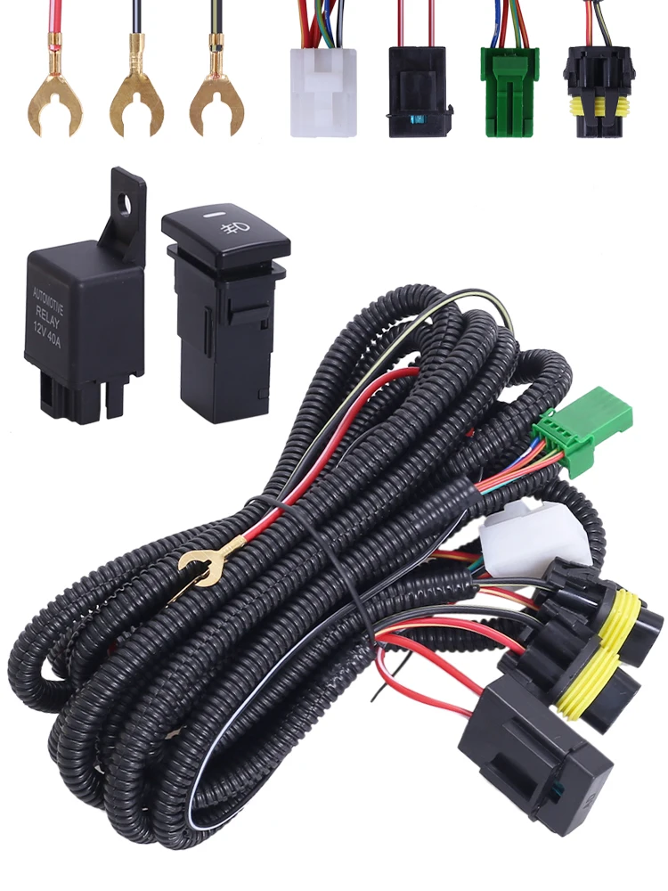 

Car Fog Lamp Wiring Harness Socket Wire LED Indicator ON/OFF Switch 12V 40A Relay For Toyota Professional Accessories Wholesale