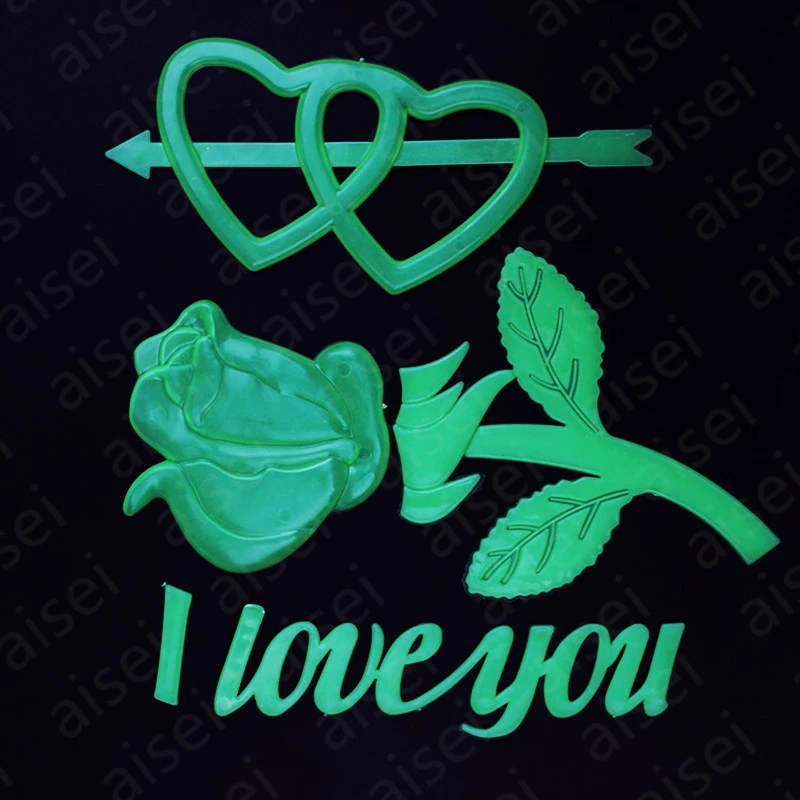 Флуоресцентные наклейки на стену 3D стикеры со звездами и надписью I love you для