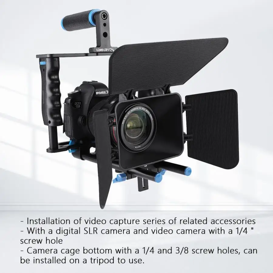 YELANGU профессиональный ручной DSLR Риг камера набор для клетки+ Матовая коробка+ непрерывный фокус фильм поддержка Комплект для 5D2 6D 7D 70D 800D A7S