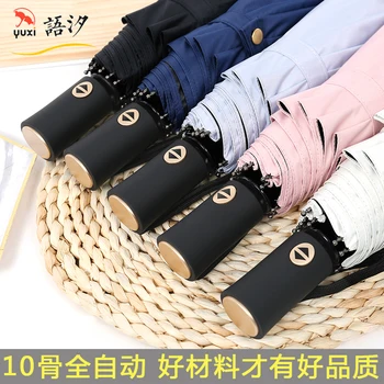 

Vintage Ladies Umbrella Automatic Folding Windproof Black Coating Umbrella Folding Lightweight Sombrillas Rain Gear JJ60YS