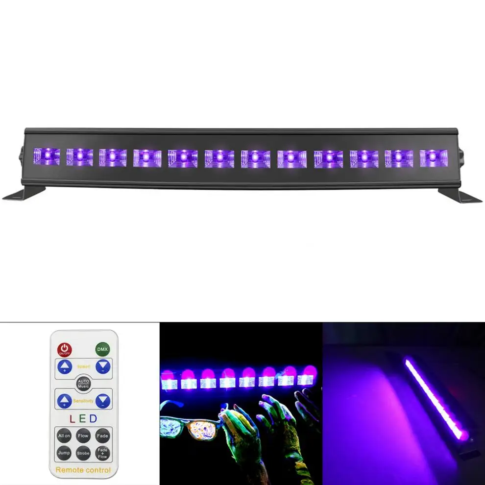 

UV Violet Black Lights 12 LED 36W Remote Control with Voice Control / Self-propelled / DMX 512 for Christmas Party / Bar Hot