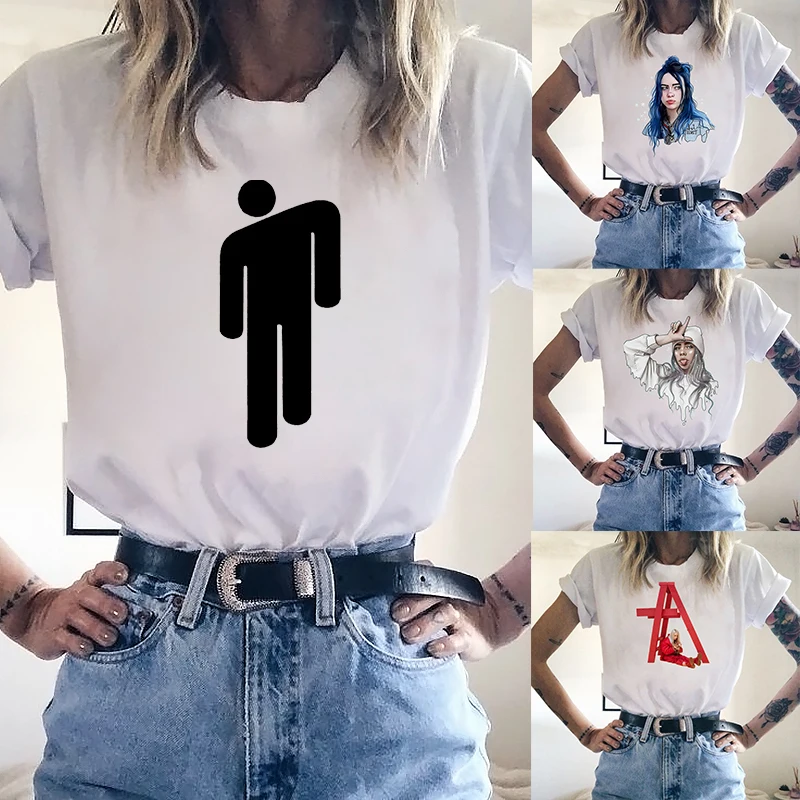 

New Billie Eilish Hip Hop T Shirt Black Male Tee O-Neck Logo Print Modal Short Sleeve Summer Casual Unisex Teenagers Tops Homme