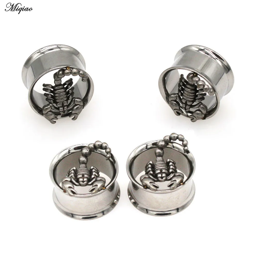 

Miqiao Stainless Steel Horn Steel Color Scorpion Ear Tunnel Plugs Ear Expander Gauge Body Jewelry New