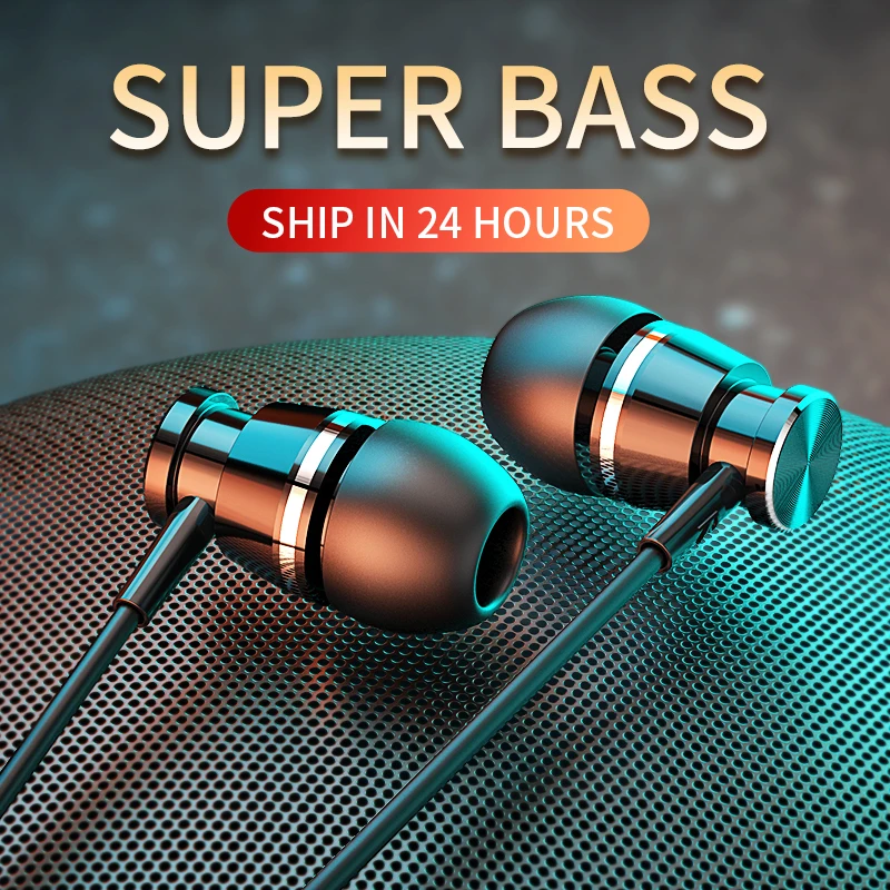 Metal Wired Headphone Earphone In ear with Mic Sports Bass Earbuds Headset for xiaomi iPhone huawei LG Earphones
