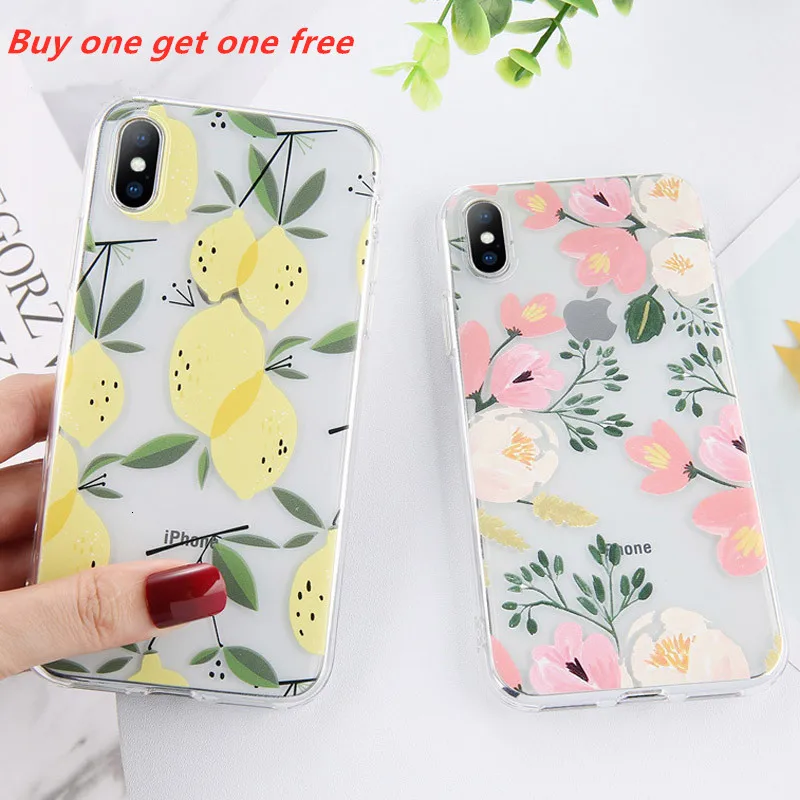 Transparent Floral Flower Phone Case For iPhone X XS XR Xs Max 6 6S 7 8 Plus 5 5s SE Soft TPU Cartoon Animal Back Cover |