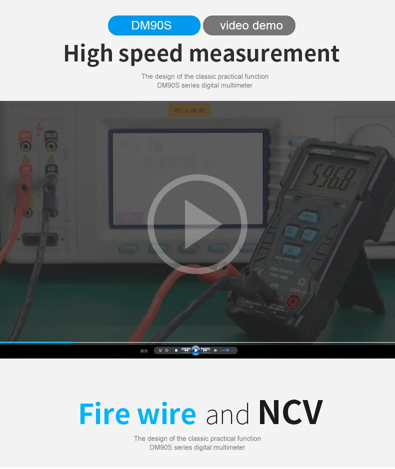 MESTEK DM90S высокоскоростной 2 в 1 Высокоточный мультиметровый мультиметр NCV True RMS цифровой автоматический антисжигающий мультиметр