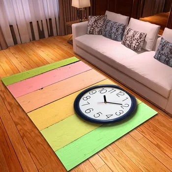 

Ins Style 3D Clocks Living Room Carpet Soft Flannel Bedside Area Rug Baby Crawling Play Mat Parlor Sofa Rug Carpets Home Decor