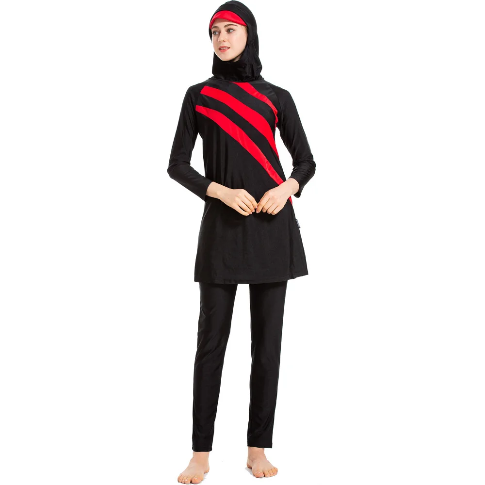 Burkini новинка 2020 длинный рукав Мусульманский купальник Женская Лоскутная цветная