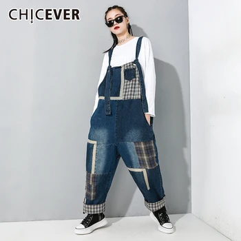 

CHICEVER Gothic Patchwork Hit Color Jumpsuit Female Oversize Loose Casual Rompers Womens Jumpsuits 2020 Autumn Fashion Clothes