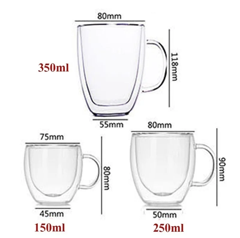 Двухслойная стеклянная кофейная чашка, качественные чашки DDC-26