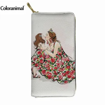 

Coloranimal Mommy's Girls Baby Print PU Wallets Luxury Design Christmas Gift Purses for Women ID Card Holder Clutch Bag Travel