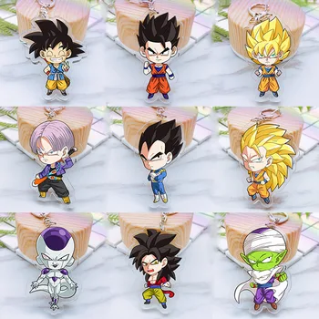 

Anime Dragon Ball Z Son Goku Acrylic Twoside Print Keychain Super Saiyan Vegeta Frieza Cartoon Figures Keyrings Portachiavi Toys
