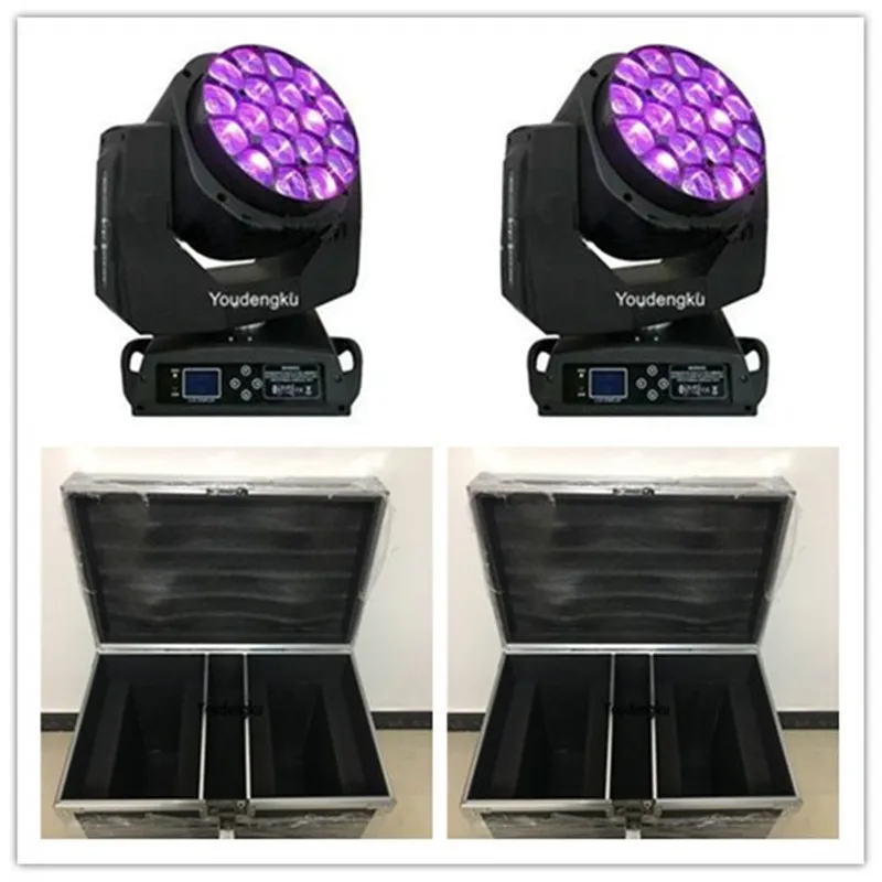 4pcs with roadcase led 19*15w rgbw 4in1 zoom beam moving head light led B EYE beam clay paky K10 bee eye led moving head light