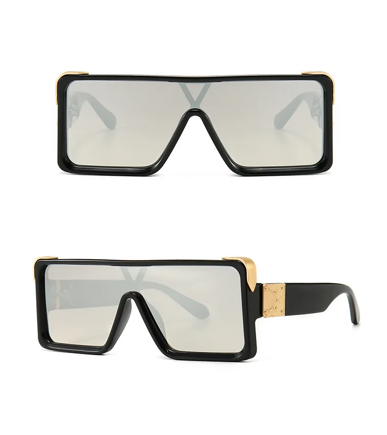 Ультрабольшие европейские и американские мужские и женские солнцезащитные очки уличная сетка Красная модель брендовые модные квадратные солнцезащитные очки - Цвет линз: Серебристый