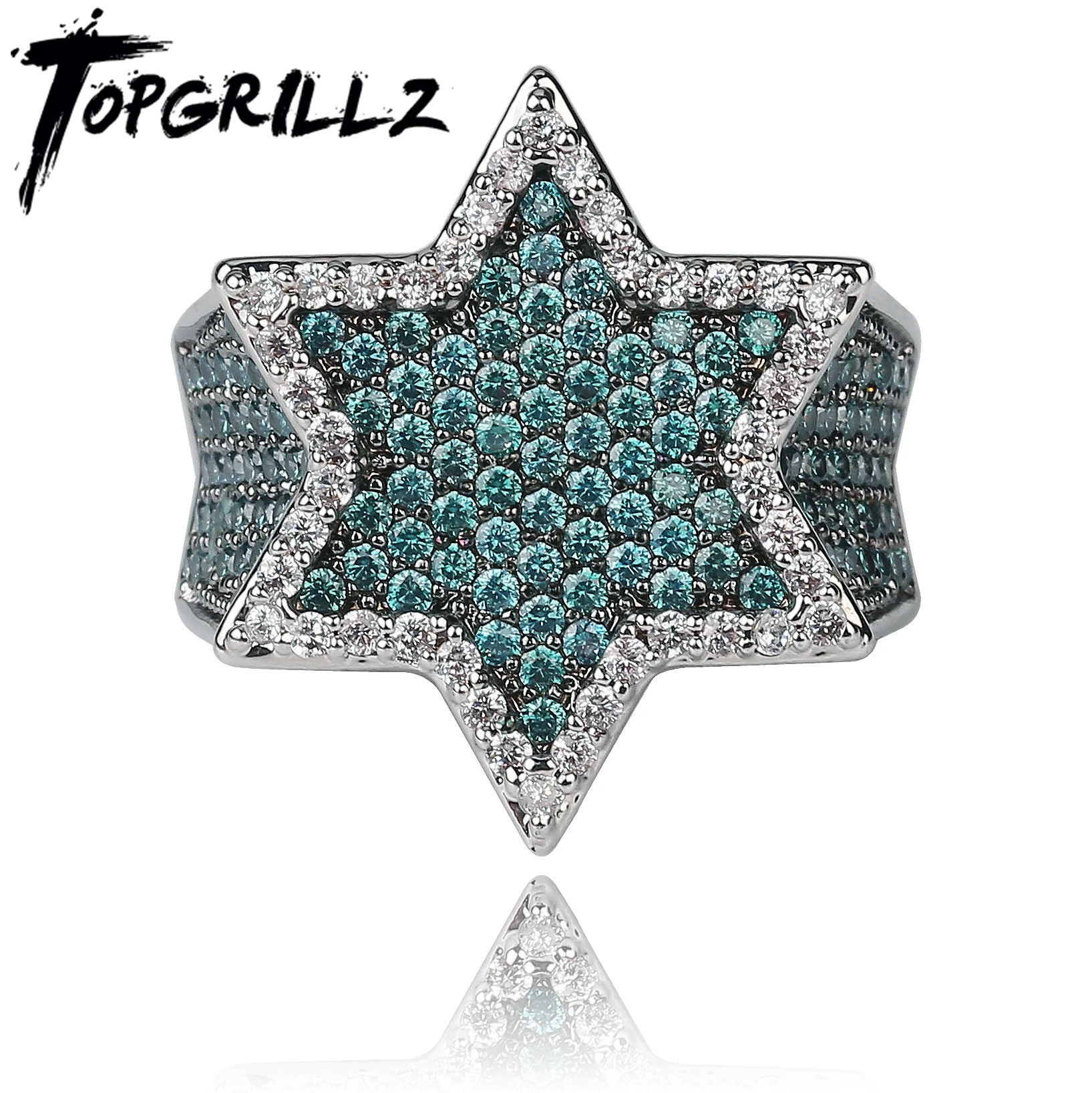 Кольца TOPGRILLZ с шестигранными звездами ювелирные украшения в стиле хип хоп