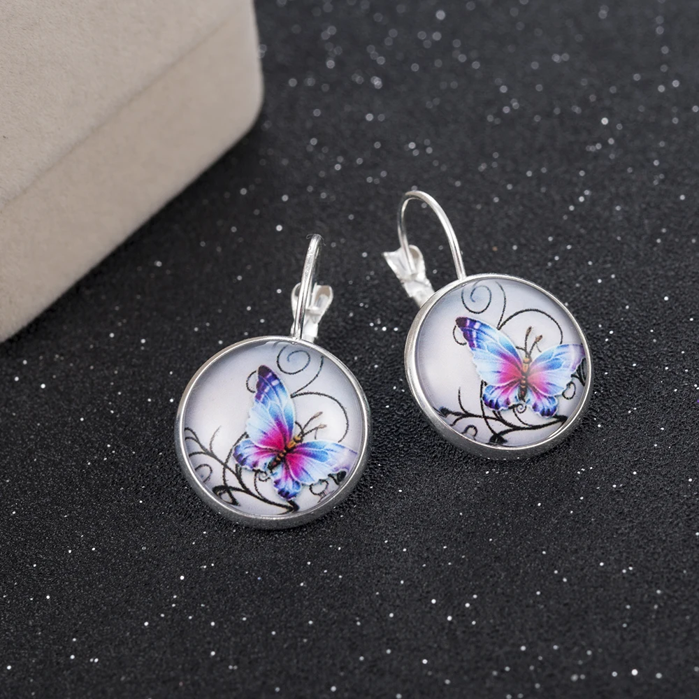 Новинка, модные трендовые серьги-гвоздики, стеклянный кабошон, 18 мм, серьги с рычагом сзади для женщин, ювелирные изделия, аксессуары, рождественские серьги