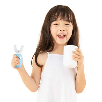 

U Shape Electric Toothbrush Full-automatic Toothbrush Ultrasonic Whitening Toothbrush for Kids (Blue)