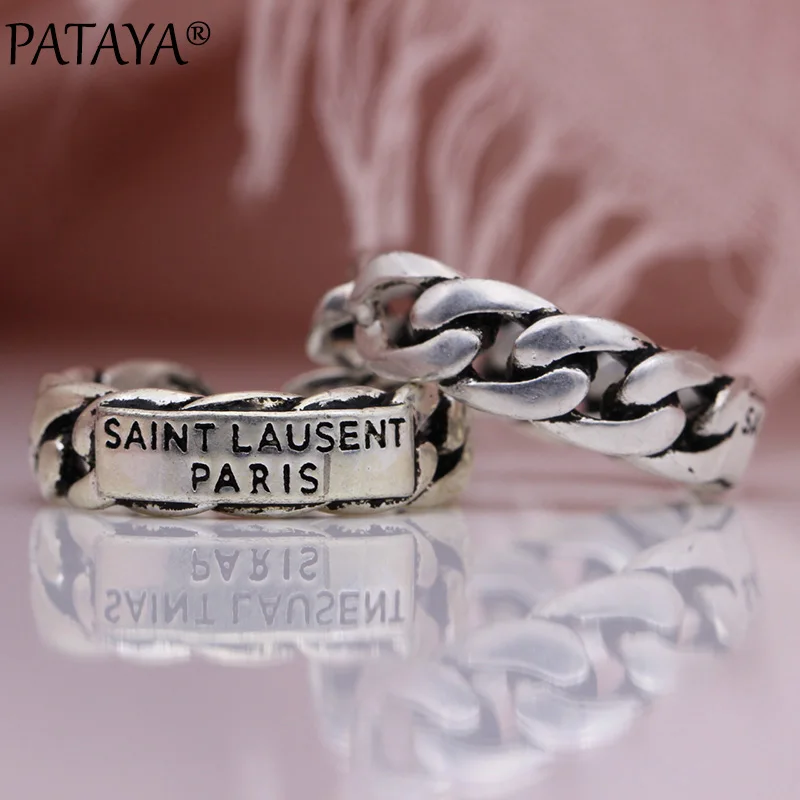 PATAYA New Fine Ancient Wipe Black Rings Hollow Twist Letter Women Adjustable Open Wedding Unique Party Fashion Jewelry | Украшения и