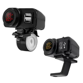 

3in1 12V Motorcycle USB Charger Adapter Voltmeter Thermometer for Cellphone GPS M5TB