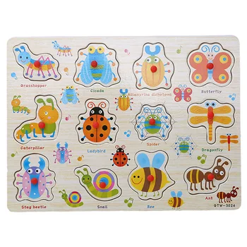 

Best Sale Baby Hand Grasp Puzzle Toys Insect Tangram Jigsaw Board Kids Preschool Learning Educational Wooden Toys